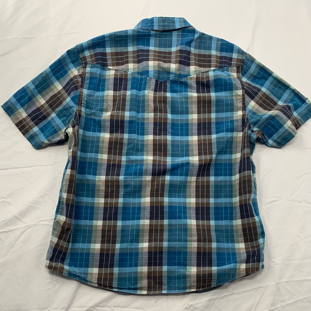 Tommy Bahama Blue and Brown Plaid Shirt XL - Picture 7 of 9